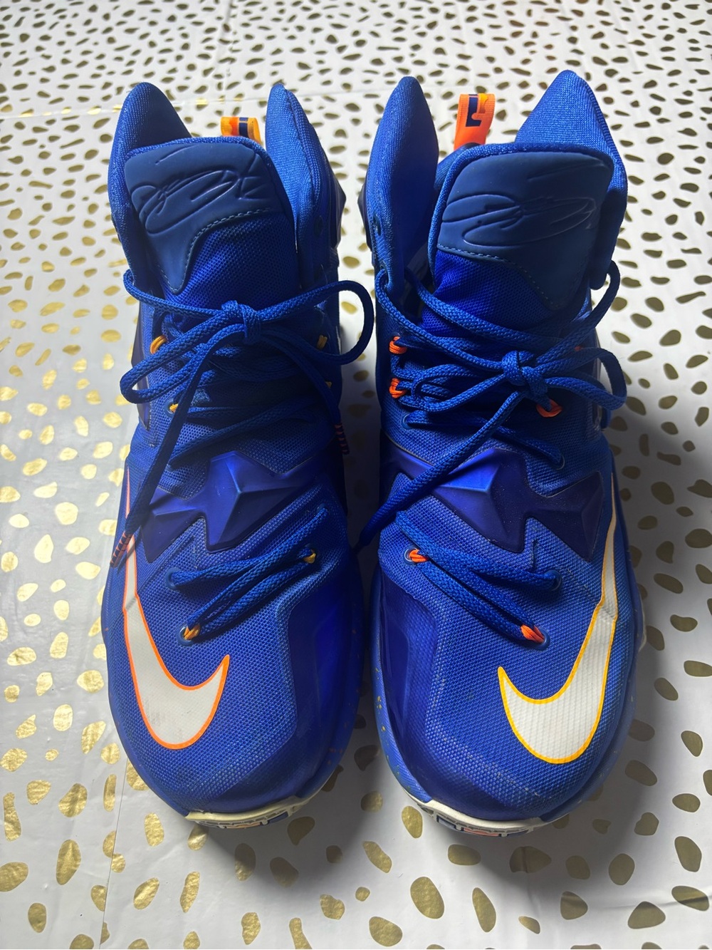Nike Royal Blue Sneakers with Orange and White Swoosh